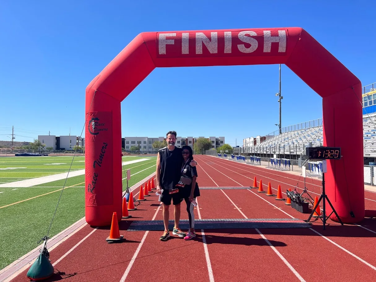 Patrick and Tamekia at a race finish line