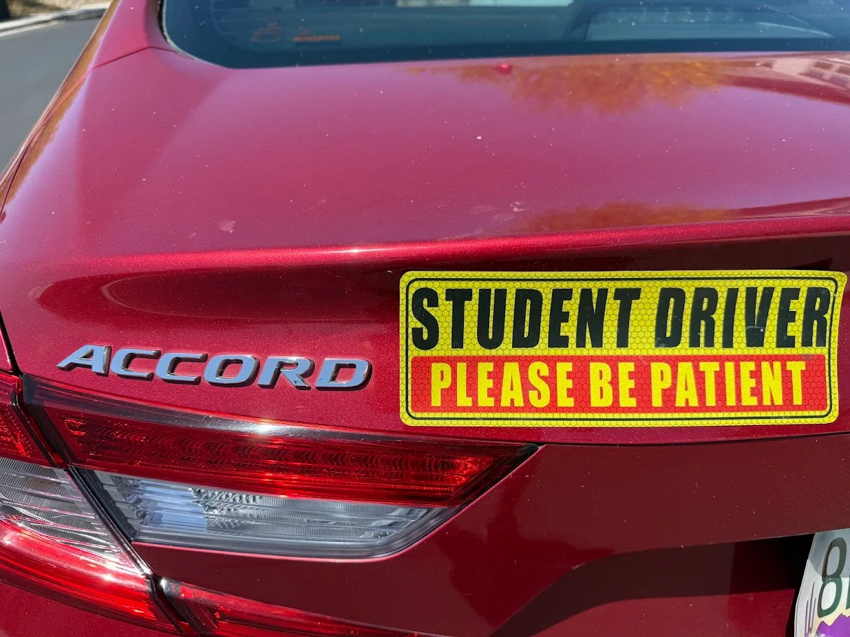 Student Driver sign on a car
